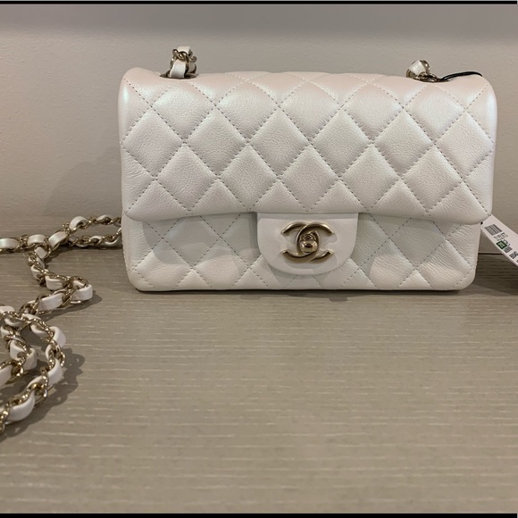 chanel mini rectangular white